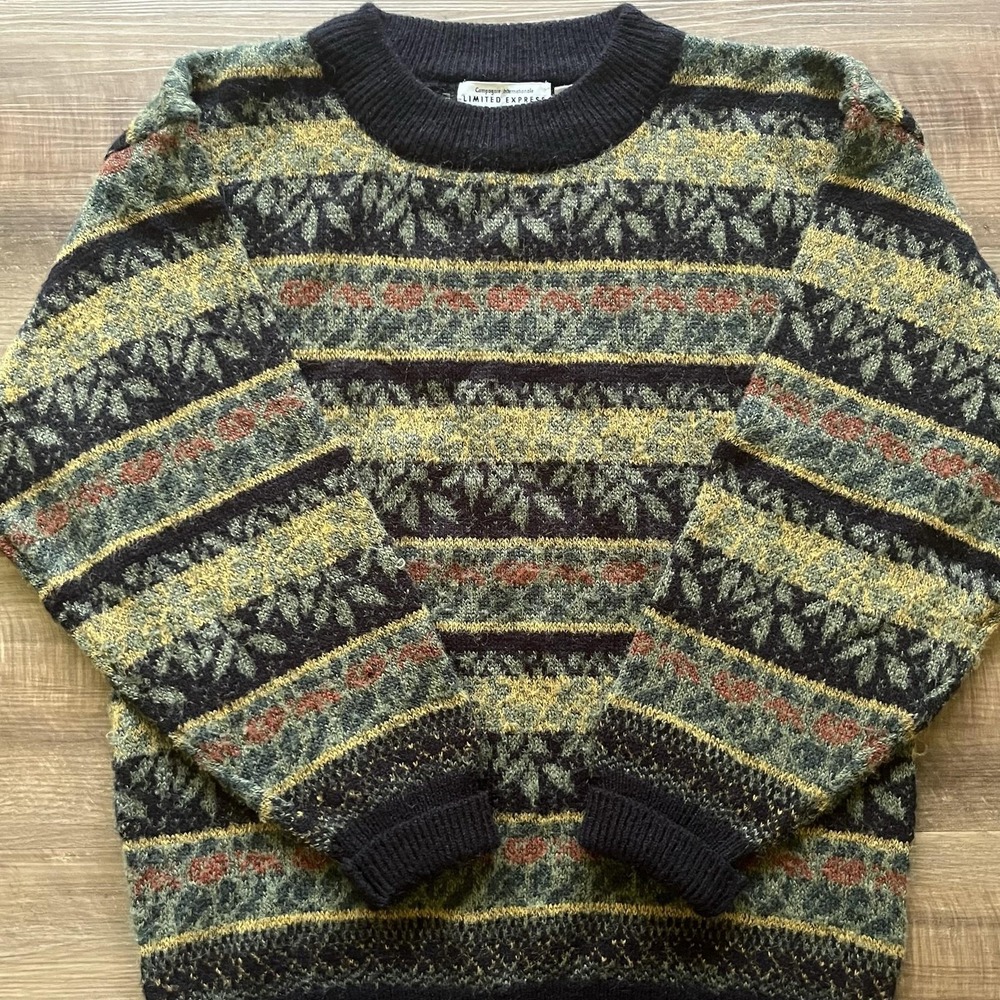 Vintage Limited Express Sweater Womens Medium Multicolor Fair Isle Knit Pullover